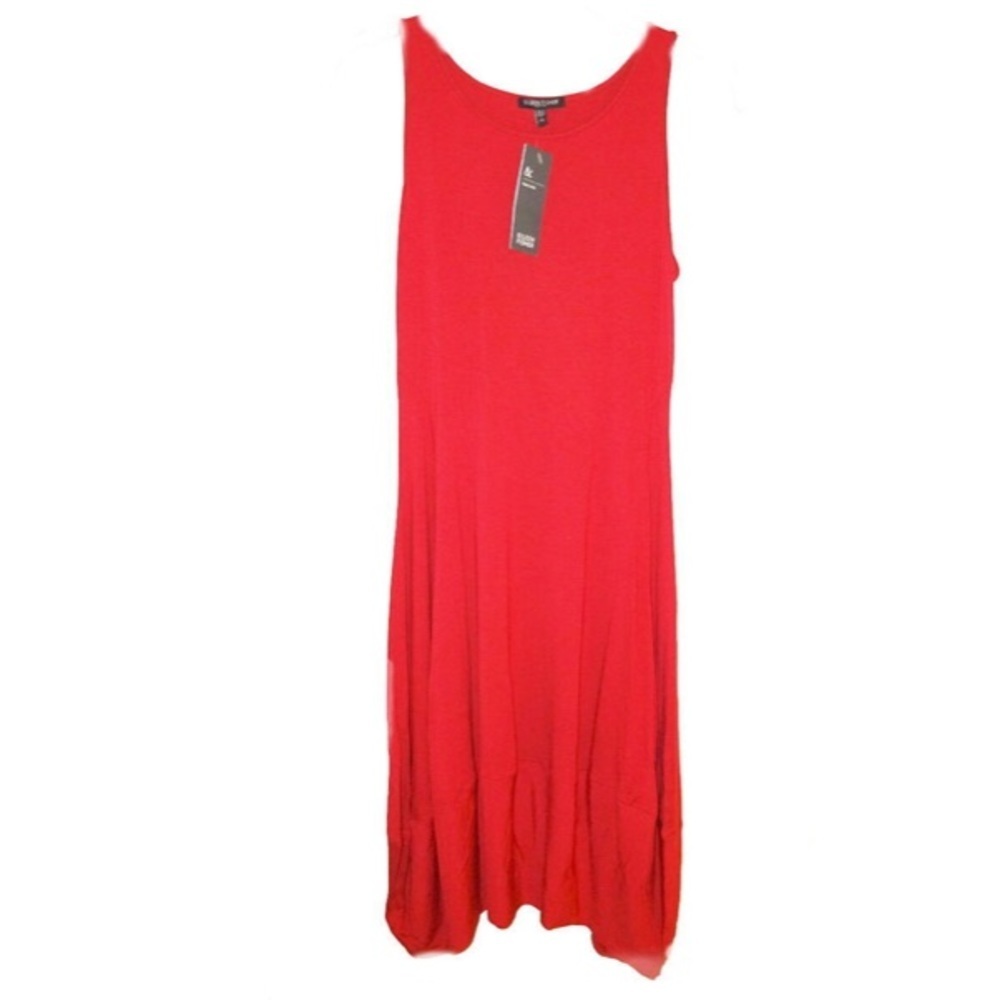 $198 Eileen Fisher Lantern Dress Petite Small Red Stretch Jersey HighLow Hem NWT
